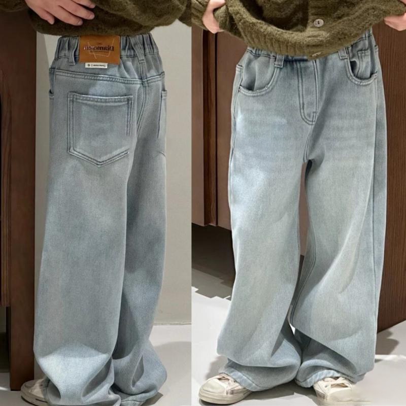 韩国童装女童秋冬季浅色牛仔裤