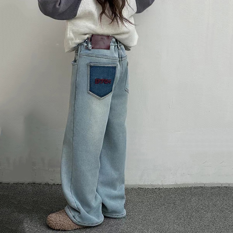 加绒牛仔裤羊驼绒女童加绒