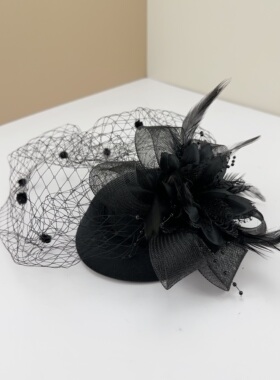 新娘头花复古面纱晚宴礼服网纱羽毛敬酒服发饰夜上海旗袍名媛头饰