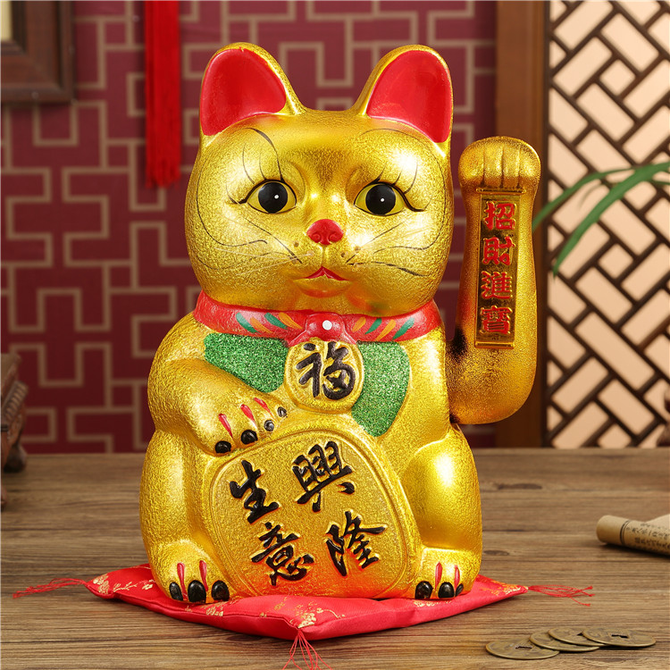 金色电动摇手招财猫开业送礼摆件图片