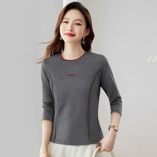 洋气单穿上衣体恤衫 正肩长袖 时尚 春秋2026新款 t恤女士内搭打底衫