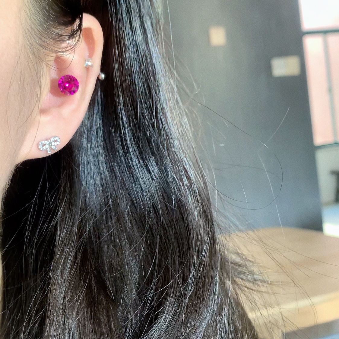 moonchasers红心火龙果耳蜗钉~辣妹个性医用钢钛耳钉