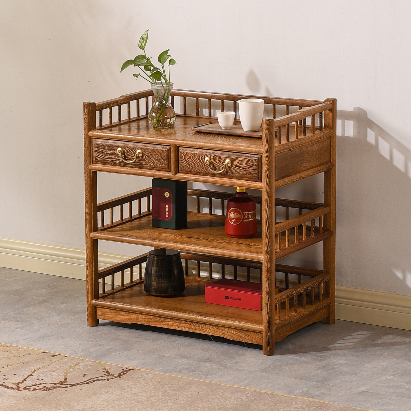 鸡翅木茶水柜红木新中式实木原木