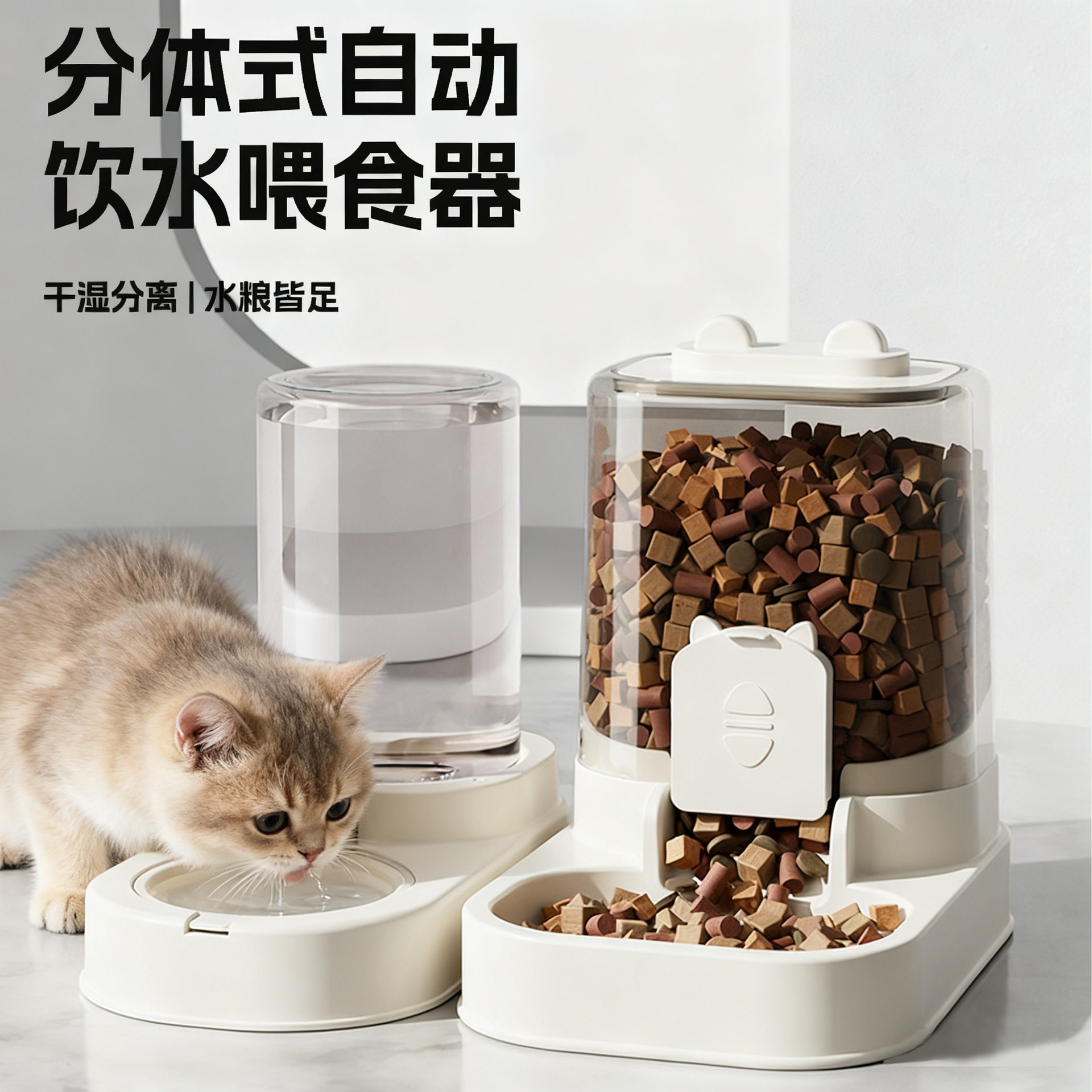 猫咪自动喂食器猫碗食盆饮食饮水一体防打翻狗碗猫食盆宠物饮水器,宠物/宠物食品及用品,宠物储粮桶,淘宝优惠券,粉丝福利购,淘宝优惠卷