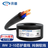 1.5 讯道国标纯铜RVV2芯3芯6芯0.5 1.0 2.5平方软护套电源线100米