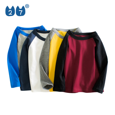 韩版宝宝服装纯色洋气风长袖t恤