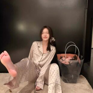 波点真丝睡衣套装 300斤春夏季 法式 休闲款 胖mm特大码