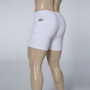 打底弹力紧身跑步速干运动裤 提臀薄款 压缩 男夏季 白色健身三分短裤