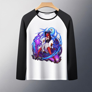 拳皇游戏长袖T恤草稚京八神庵二次元周边学生卡通动漫黑袖上衣秋