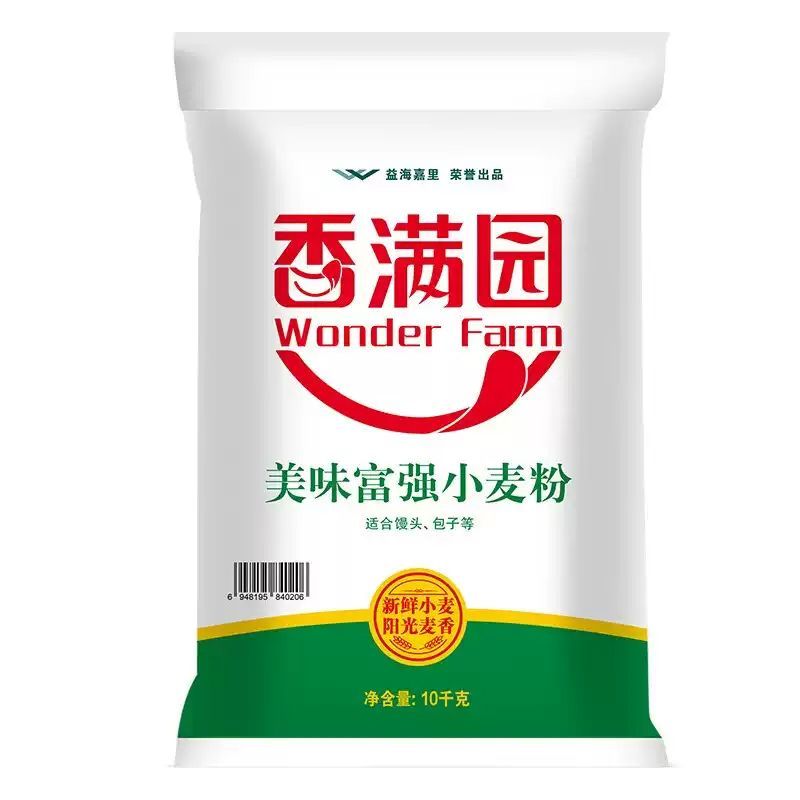 香满园美味富强小麦粉10kg食用粉面粉中筋面粉适合馒头包子主食
