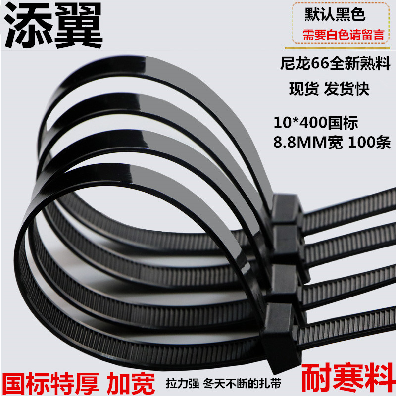 10*400mm¹ú±êËÜÁÏ¿¨¿ÛºÚÉ«´óºÅÄáÁúÔú´øÒ»ÀµÃ°ó´øµçÏßÀ¦Ï߹̶¨Ìõ