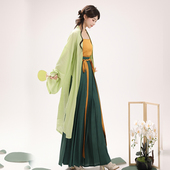 凉风有信 原创宋制汉服夏季 百迭裙长衫 采莲归 外衫 吊带日常可穿