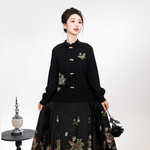 采莲归原创汉服女中国风刺绣立领衬衫春秋新款搭配马面裙的上衣