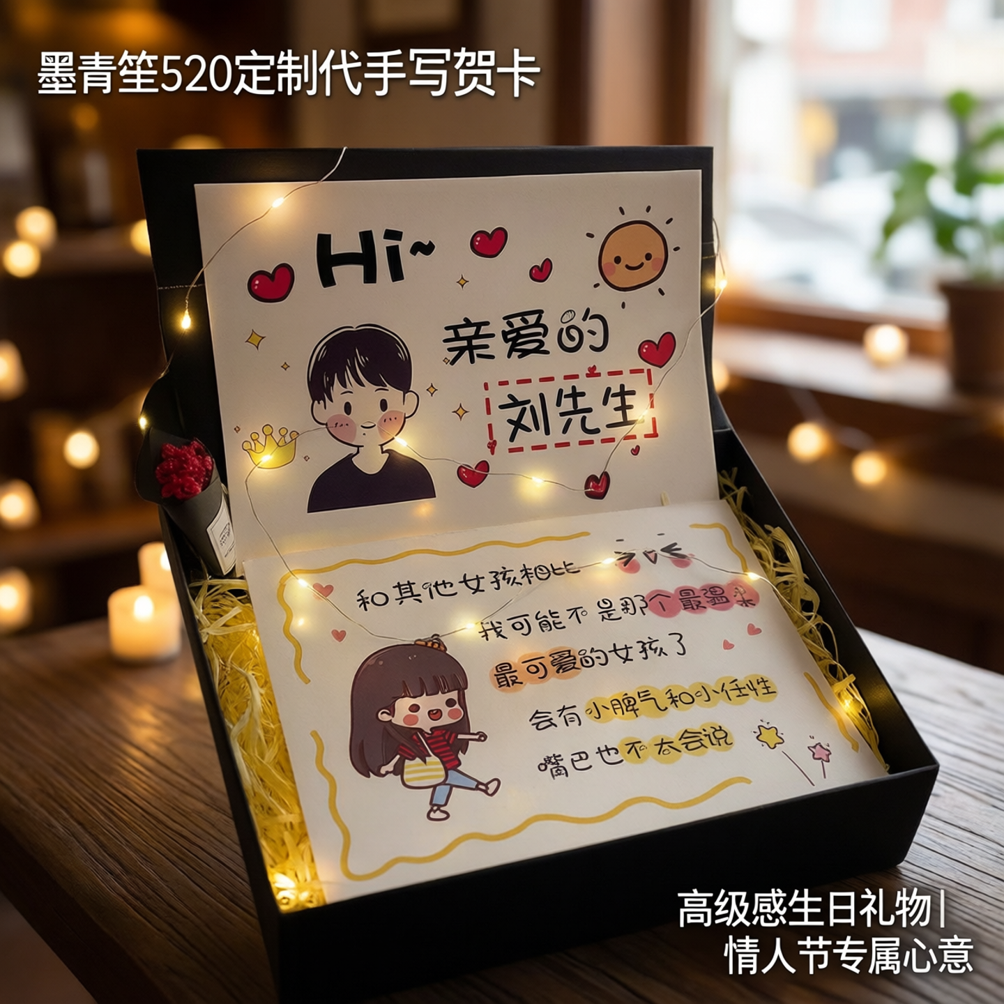 墨青笙520可定制代手写贺卡生日礼物仪式感送男友老公情侣情人节