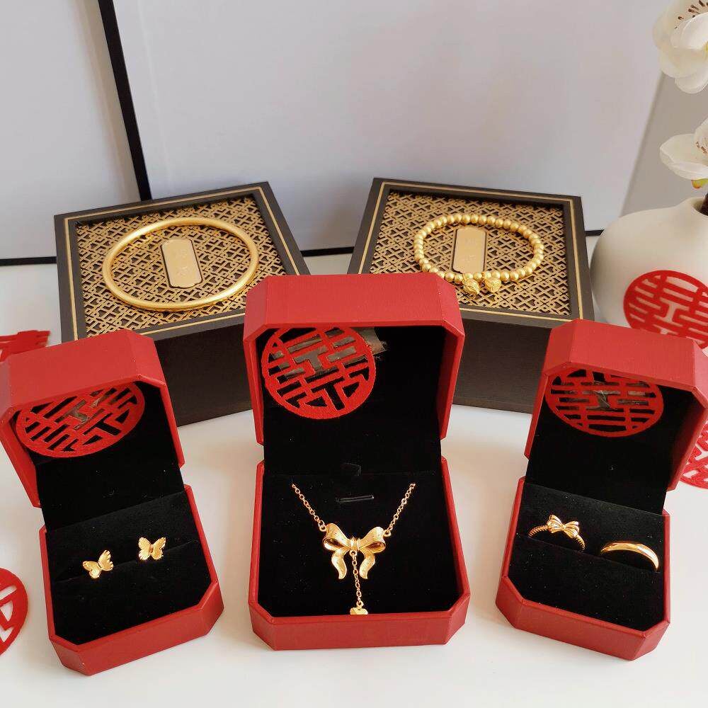 结婚假三金五金套装礼盒大福传承系列古法手镯订婚结婚三金仿真套