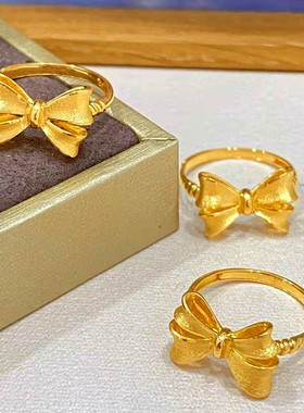 蝴蝶结戒指女高级设计小众仿黄金