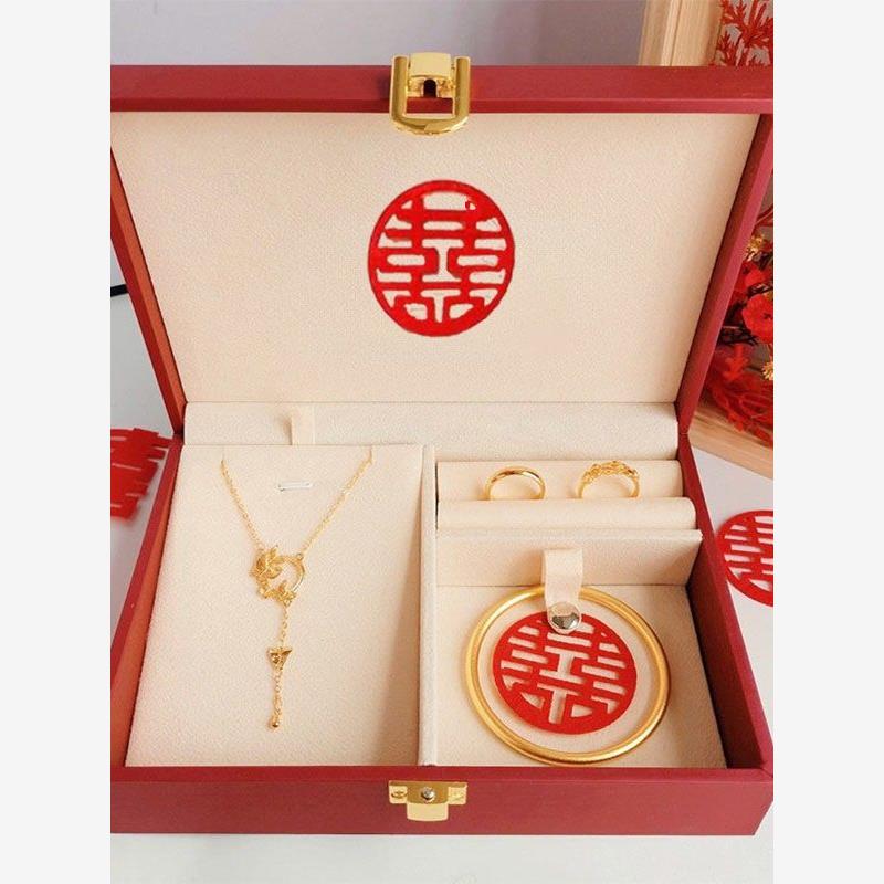 彷真三金一套订婚首饰套装摆台假三金道具婚礼用蝴蝶饰品新娘一套