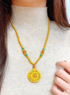 盘吊坠项链转运珠八宝罗盘毛衣链