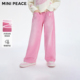 加绒粉色儿童直筒阔腿裤 冬季 子 女童牛仔裤 MINIPEACE太平鸟童装