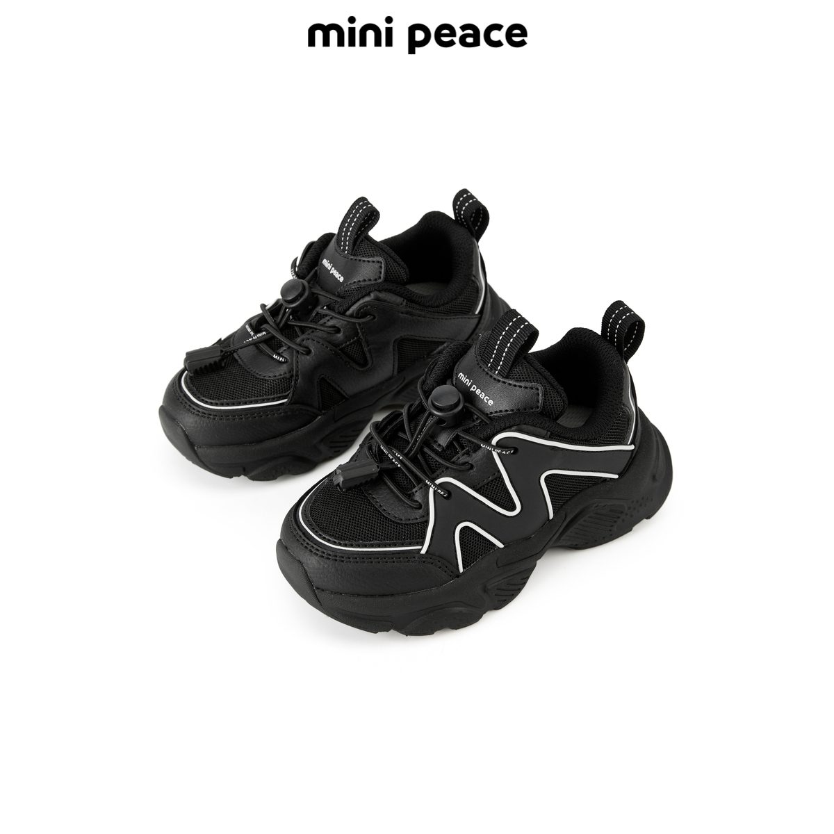 【专柜同款】MINIPEACE太平鸟童装男童休闲鞋黑色儿童运动鞋秋新