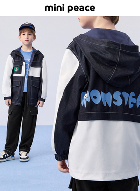 MINIPEACE太平鸟童装男童春装外套牛仔拼接风衣夹克上衣洋气新款