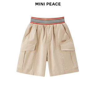 MINIPEACE太平鸟童装男童休闲中短裤卡其色英伦风夏5分裤儿童裤子