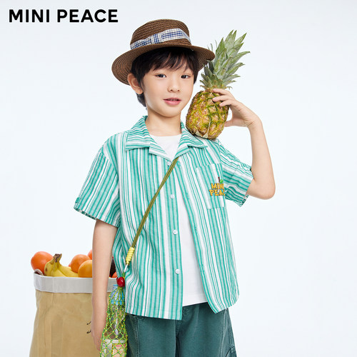 【专柜同款】MINIPEACE太平鸟童装男童短袖薄款衬衫外套夏季新款