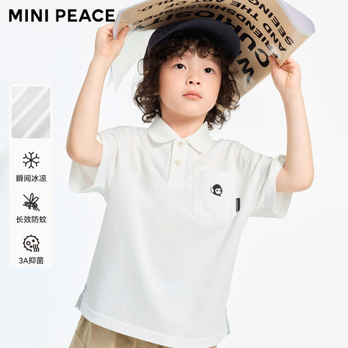 [凉感防蚊]【专柜同款】MINIPEACE太平鸟童装男童POLO衫短袖T恤夏