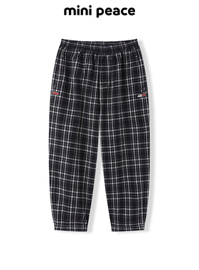 MINIPEACE太平鸟童装男童格子裤龙年拜年服儿童裤子新款