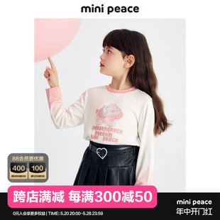 春秋新 专柜同款 T恤渐变儿童上装 女童长袖 minipeace太平鸟童装