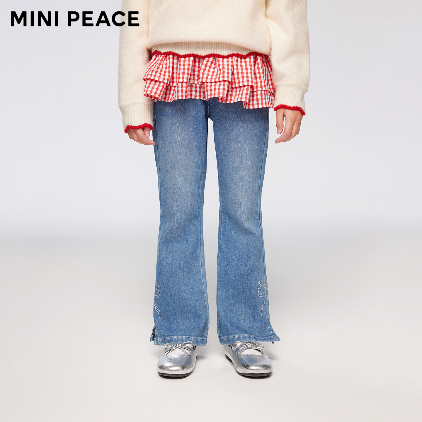 【专柜同款】MINIPEACE太平鸟童装女童喇叭裤春季儿童牛仔裤子