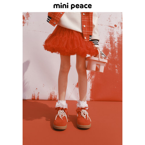 【专柜同款】MINIPEACE太平鸟童装女童短裙红色公主裙拜年服春装