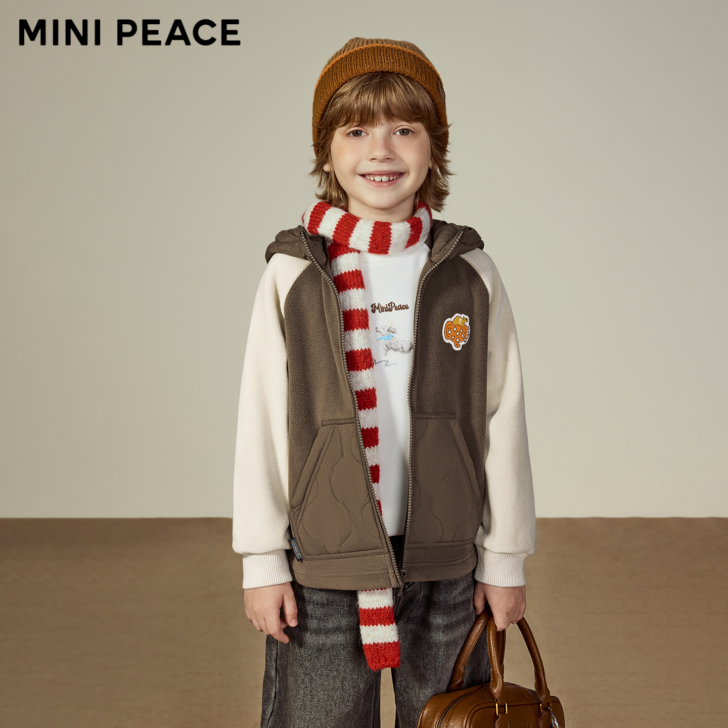 MINIPEACE太平鸟童装男童双面奥粒绒外套儿童冬加绒撞色夹克冬装