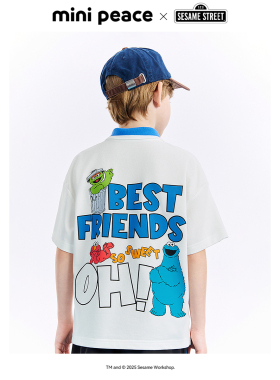 [凉感防蚊]MINIPEACE×芝麻街联名太平鸟童装男童POLO衫短袖T恤夏