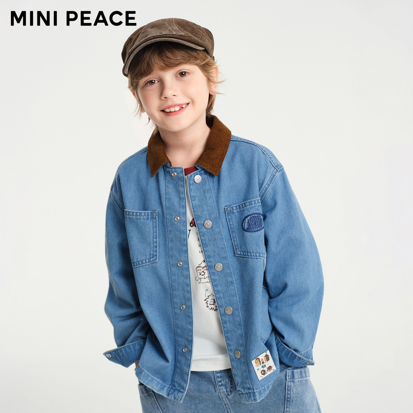MINIPEACE太平鸟童装男童牛仔夹克衬衫薄外套春秋装巴恩风撞色新