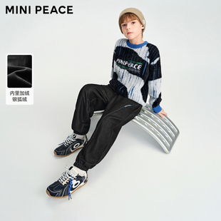 MINIPEACE太平鸟童装男童裤子冬季加绒新款仿牛仔裤儿童长裤