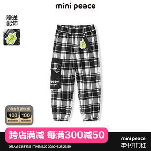 春秋长裤 男童格子裤 minipeace太平鸟童装 F1GBC3223 专柜同款