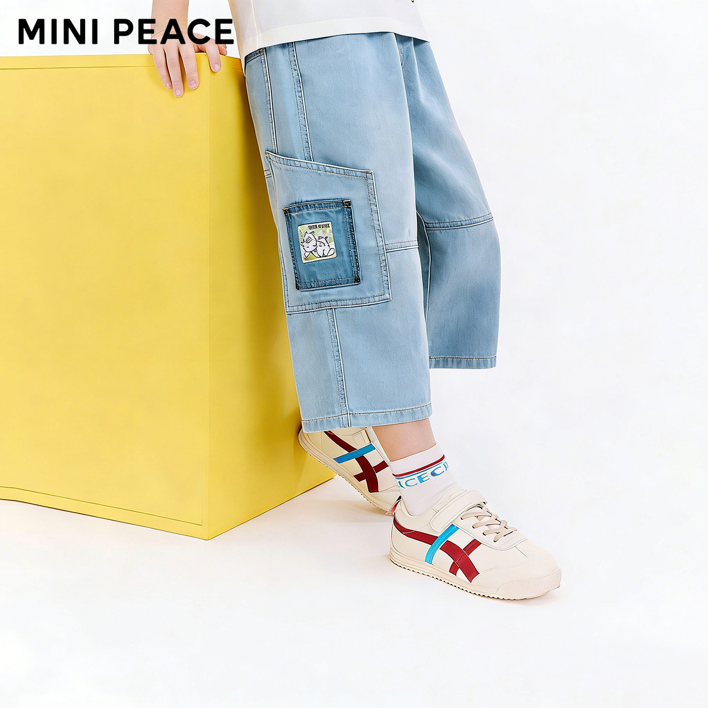 MINIPEACE太平鸟童装男童裤子夏季薄款小怪兽牛仔裤儿童七分裤男
