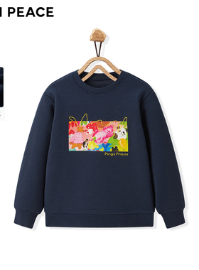 【专柜同款】MINIPEACE太平鸟童装男童加绒卫衣秋冬卡通图案上衣