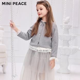 专柜同款 儿童烫钻开衫 MINIPEACE太平鸟童装 秋季 外套 女童毛衫