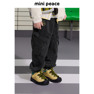 【专柜同款】MINIPEACE太平鸟童装男童牛仔裤春季新款工装长裤男