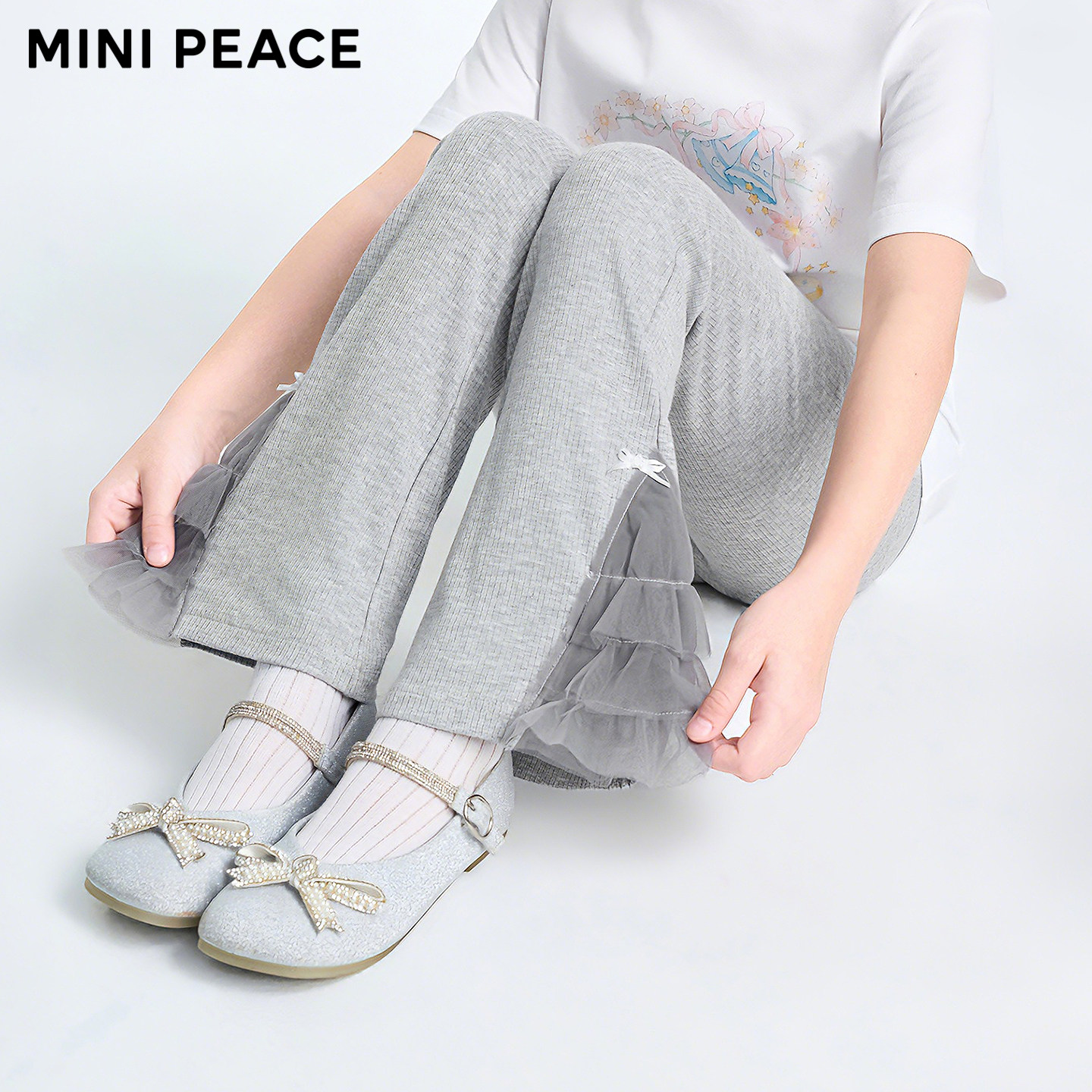 [专柜同款]MINIPEACE太平鸟童装女童打底裤夏季薄款儿童喇叭裤