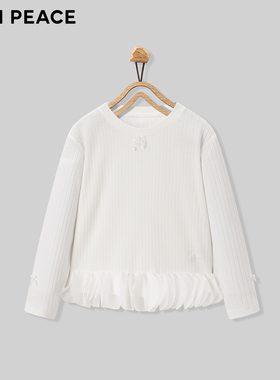 【专柜同款】MINIPEACE太平鸟童装女童纯色长袖T恤儿童打底衫春装