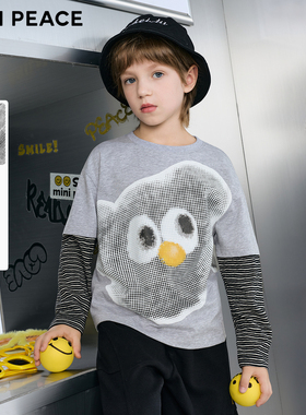 [5A抑菌]MINIPEACE太平鸟童装男童长袖T恤假两件2026新款春装上衣