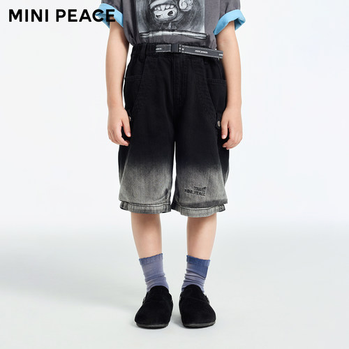 【专柜同款】MINIPEACE太平鸟童装男童短裤夏季渐变儿童牛仔中裤
