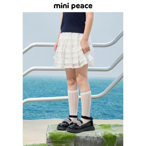 太平鸟童装女童白色短裙