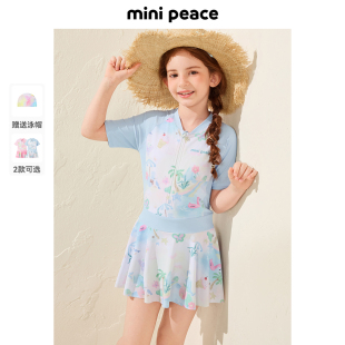 女童泳衣夏海边儿童运动连体泳装 MINIPEACE太平鸟童装 抗氯高弹
