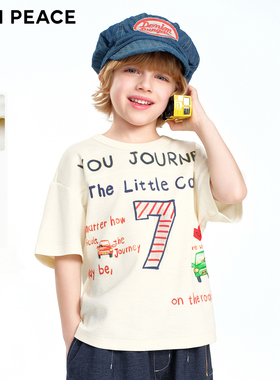 [5A抑菌]MINIPEACE太平鸟童装男童短袖T恤字母儿童夏装简潮新款