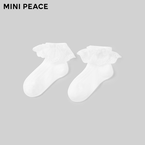 【专柜同款】MINIPEACE太平鸟童装女童蕾丝短袜夏薄款宝宝花边袜 - 封面