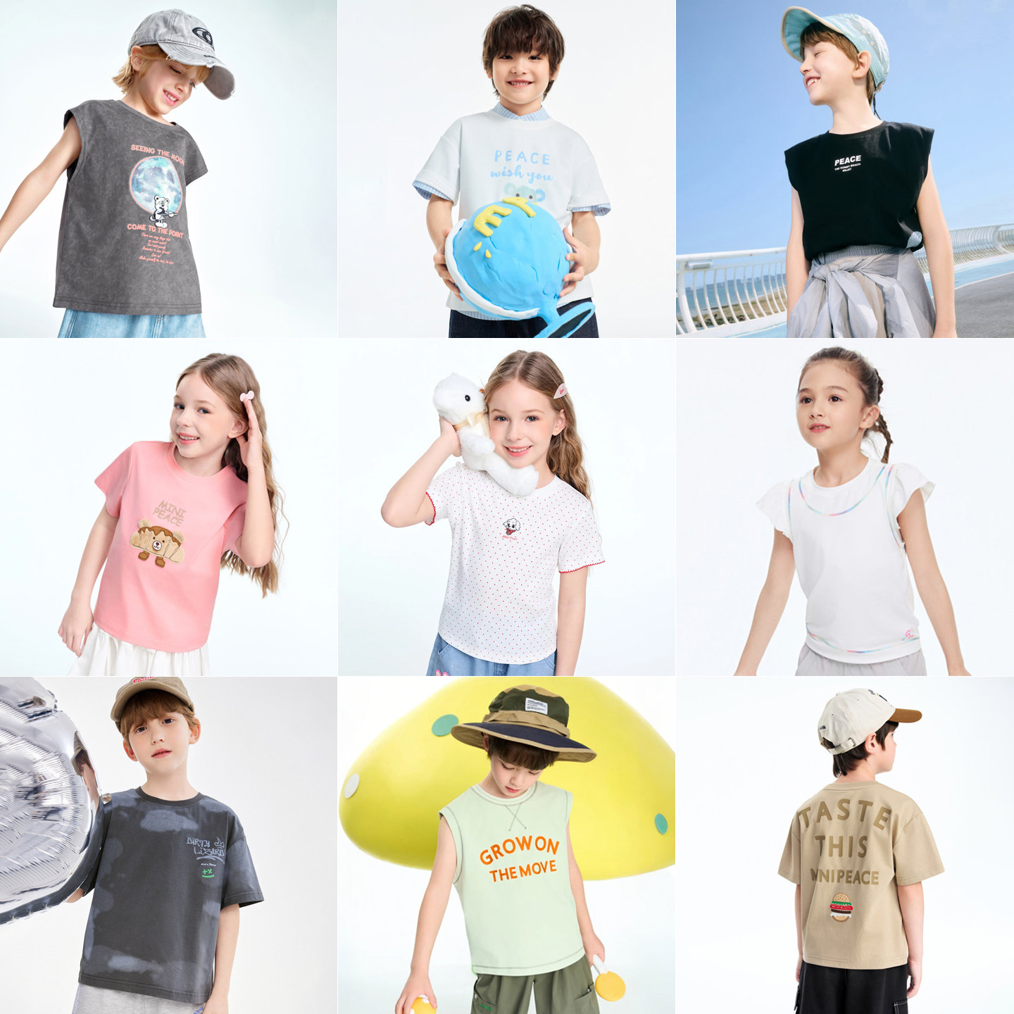 [清仓]MINIPEACE太平鸟童装儿童短袖T恤男女童夏装上衣洋气宽松
